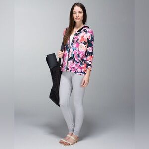 Lululemon Hold Your Om Zip Up Hoodie Pink Floral Secret Garden Black